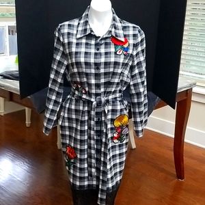 Nicole Miller Black Gingham Dress